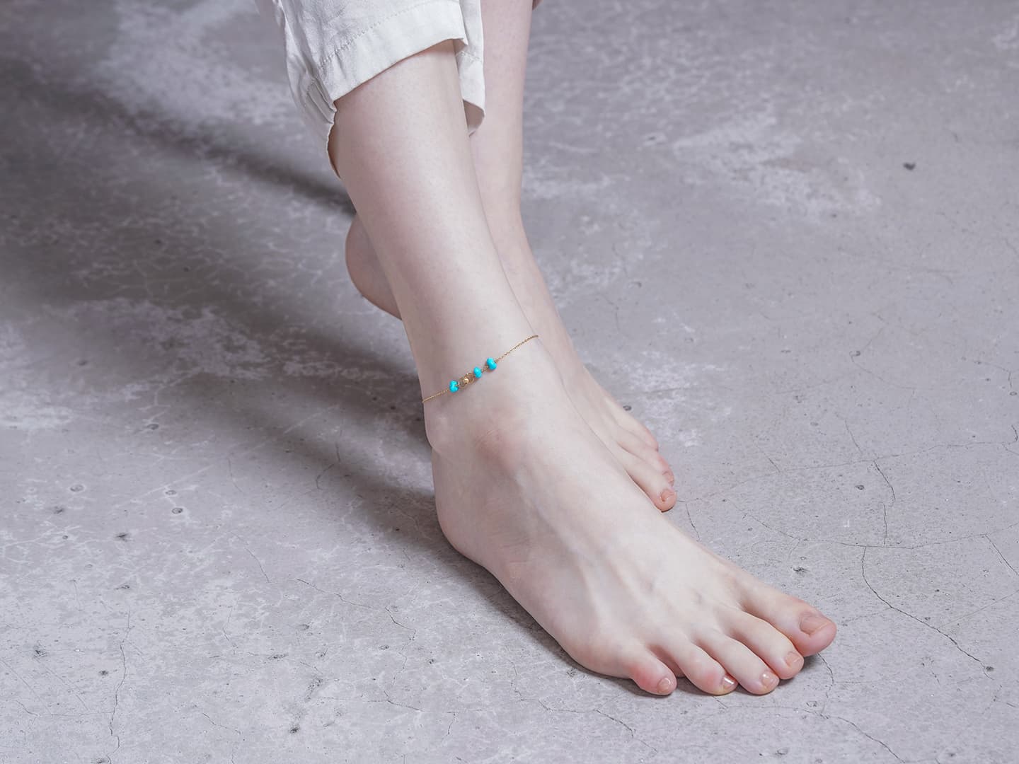 Turquoise dotted anklet /ターコイズ | Hariqua-パワーストーンジュエリー-
