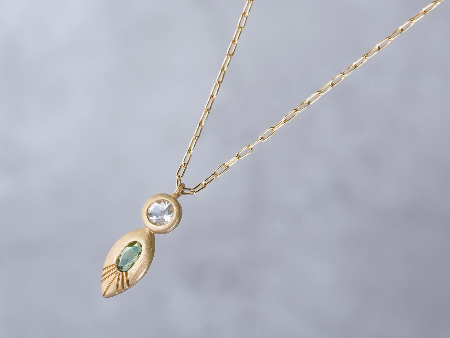 Libyan glass × Moldavite scepter necklace /リビアングラス 