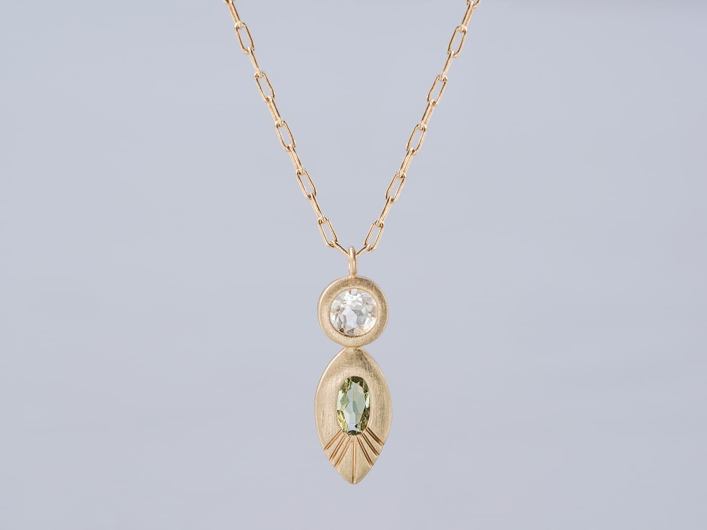 Libyan glass × Moldavite scepter necklace /リビアングラス 