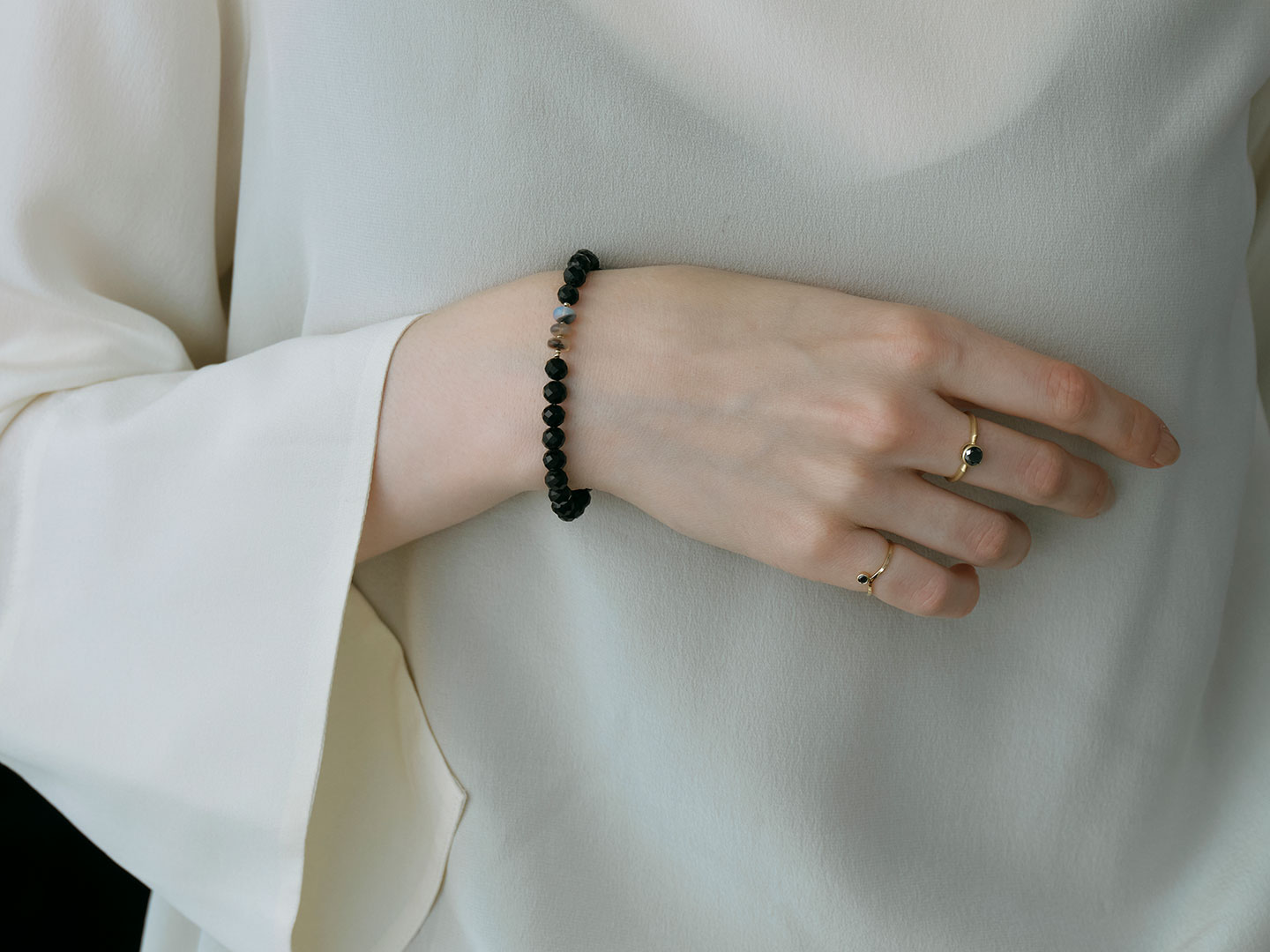 Morion × Black opal bracelet /モリオン、ブラックオパール | Hariqua