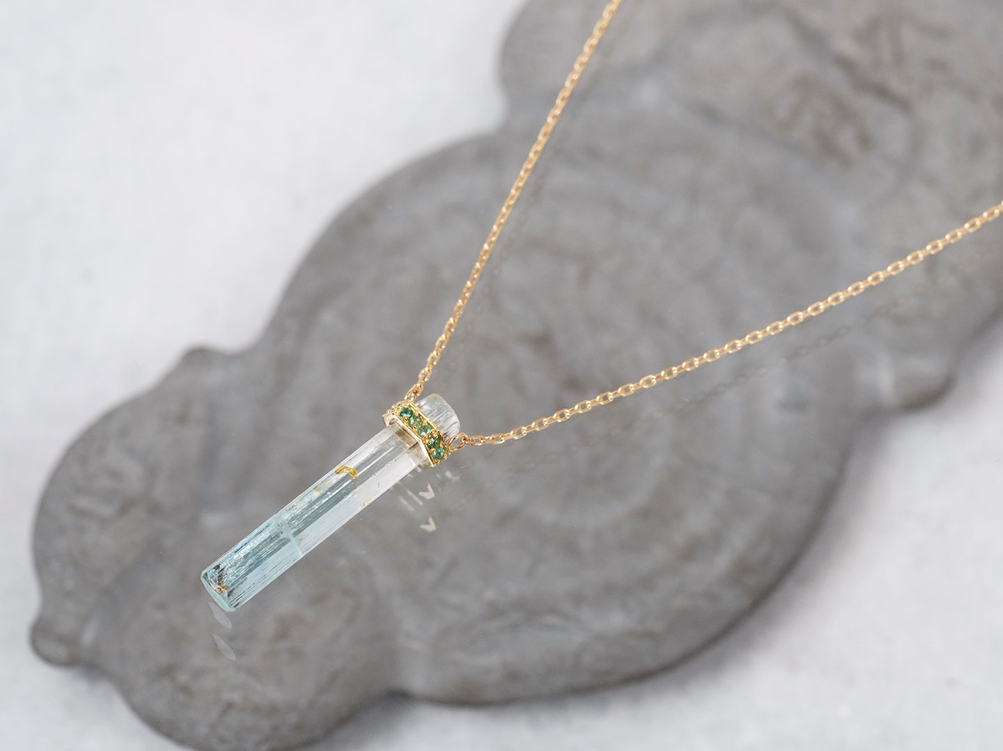 Bicolor aquamarine × Emerald necklace 3.43 /アクアマリン