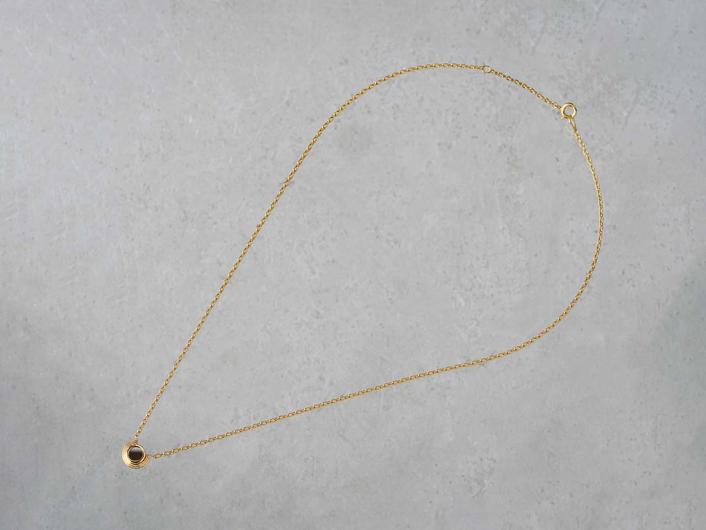 Smoky quartz circle necklace /スモーキークォーツ