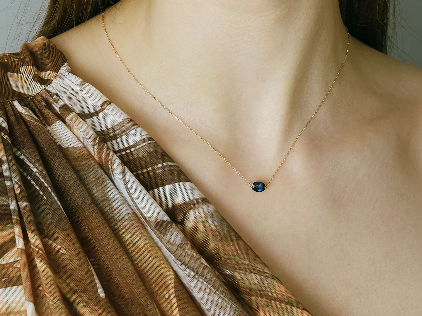 青色石約0125ct962.K10WG ネックレス 青系 ブルー Necklace 1.6g