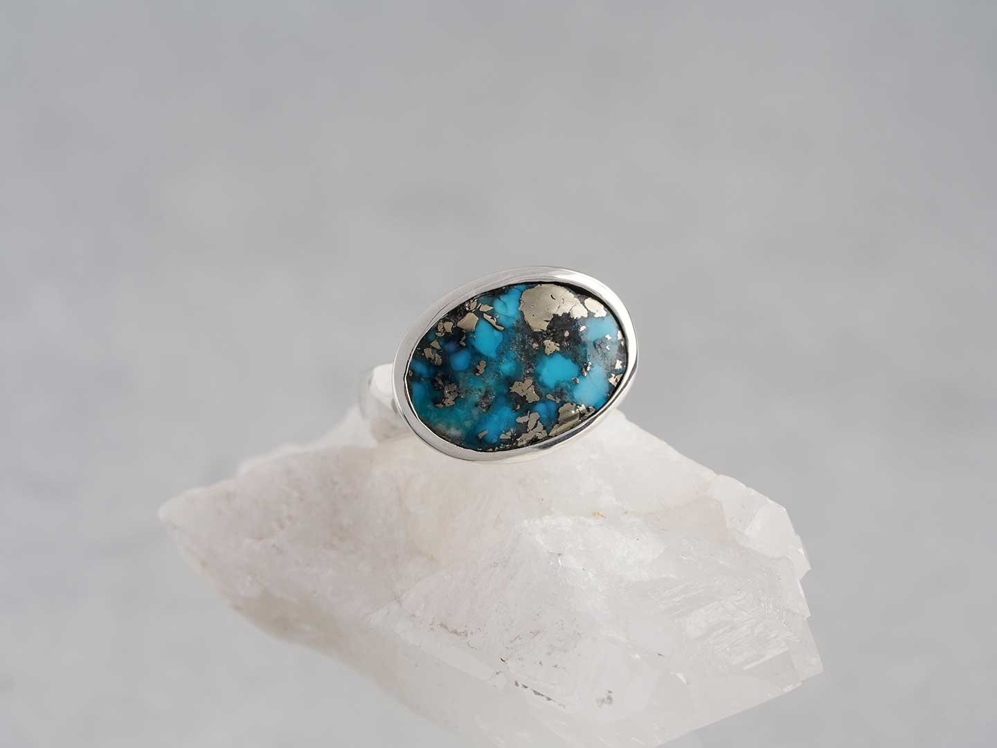 Turquoise × Pyrite silver ring 17.21 /ターコイズ、パイライト 