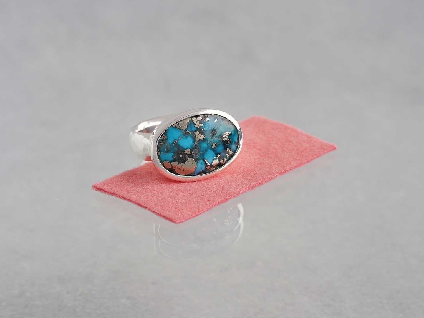 Turquoise × Pyrite silver ring 17.21 /ターコイズ、パイライト 